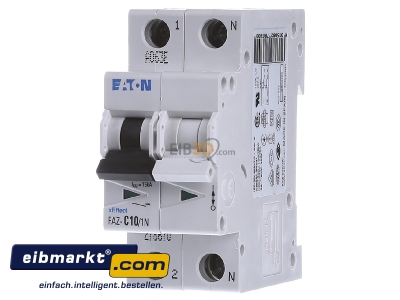 Front view Eaton (Moeller) FAZ-C10/1N Miniature circuit breaker 2-p C10A - 
