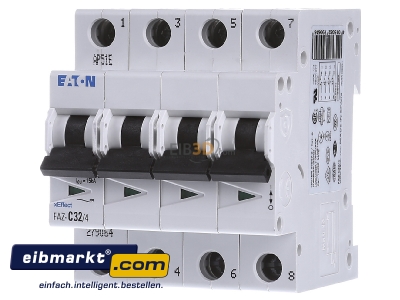 Front view Eaton (Moeller) FAZ-C32/4 Miniature circuit breaker 4-p C32A
