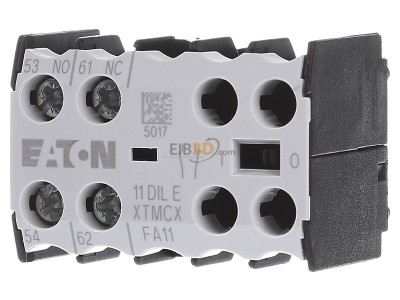 Front view Eaton 11DILE Auxiliary contact block 1 NO/1 NC 
