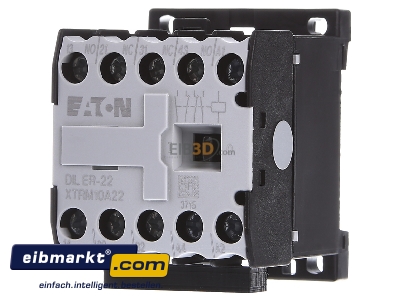 Front view Eaton (Moeller) DILER-22(24V50/60HZ) Contactor relay 24VAC 2NC/ 2 NO 
