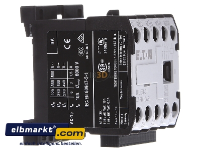 View on the left Eaton (Moeller) DILER-31/220V Contactor relay 220VAC 1NC/ 3 NO
