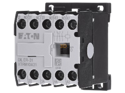 Front view Eaton DILER-31(24V50/60HZ) Auxiliary relay 24VAC 0VDC 1NC/ 3 NO 
