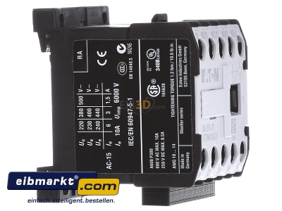 View on the left Eaton (Moeller) DILER-31(230V50HZ) Contactor relay 230VAC 1NC/ 3 NO - 
