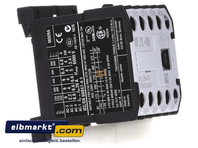 Ansicht links Eaton (Moeller) DILEM-01(24V50HZ) Leistungsschtz AC-3/400V:4kW 3p 
