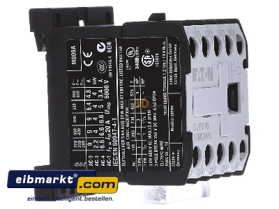 View on the left Eaton (Moeller) DILEM-10(24V50HZ) Magnet contactor 8,8A 24VAC
