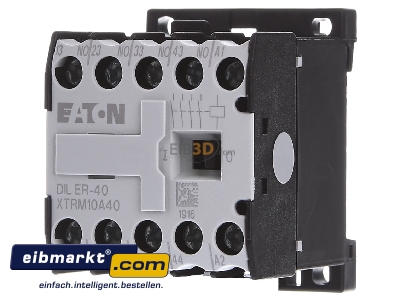 Front view Eaton (Moeller) DILER-40(42V50HZ) Contactor relay 42VAC 0NC/ 4 NO
