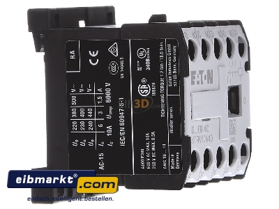 View on the left Eaton (Moeller) DILER-40(42V50HZ) Contactor relay 42VAC 0NC/ 4 NO
