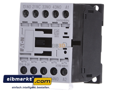 Front view Eaton (Moeller) DILA-31(24V50/60HZ) Contactor relay 24VAC 0VDC 1NC/ 3 NO
