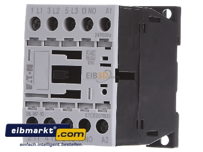 Front view Eaton (Moeller) DILM7-10(24V50HZ) Magnet contactor 7A 24VAC

