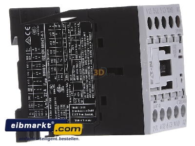View on the left Eaton (Moeller) DILM7-10(24V50HZ) Magnet contactor 7A 24VAC
