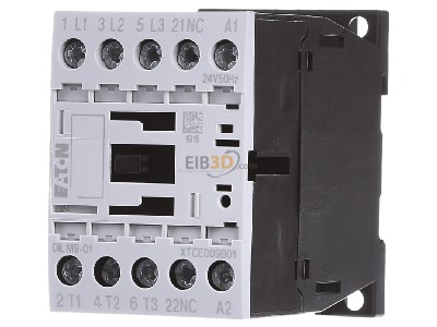 Front view Eaton DILM9-01(24V50HZ) Magnet contactor 9A 24VAC 
