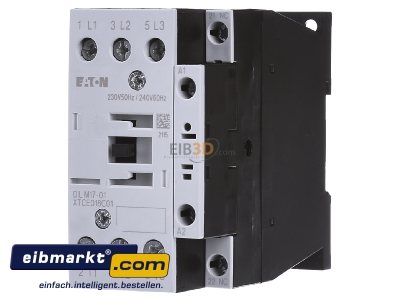Front view Eaton (Moeller) DILM17-01(230V50HZ) Magnet contactor 18A 230VAC 0VDC - 

