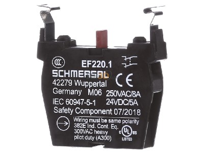 Front view Schmersal EF220.1 Auxiliary contact block 0 NO/2 NC 
