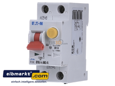 Front view Eaton (Installation) PXK-B10/1N/003-A Earth leakage circuit breaker B10/0,03A - 
