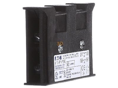 View on the left Eaton (Moeller) HI11-P1/P3E Auxiliary contact block 1 NO/1 NC 
