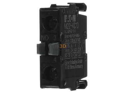 Front view Eaton M22-KC10 Auxiliary contact block 1 NO/0 NC 
