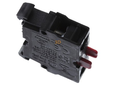 View top left Eaton M22-KC01 Auxiliary contact block 0 NO/1 NC 
