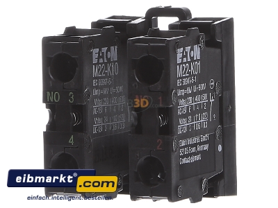 Back view Eaton (Moeller) M22-AK11 Auxiliary contact block 1 NO/1 NC
