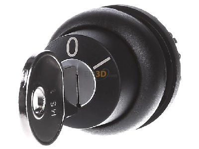 Front view Eaton M22S-WS Key actuator black 
