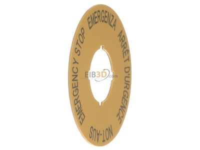 Ansicht links Eaton M22-XBK1 NOT-AUS-Schild mit Beschriftung 