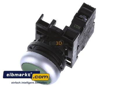 Ansicht oben vorne Eaton (Moeller) M22-D-G-X1/K10 Drucktaster 1S,flach,gn,Front 