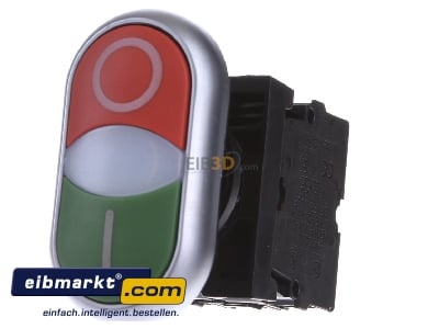 Front view Eaton (Moeller) M22-DDL-GR #216509 Complete push button red/green
