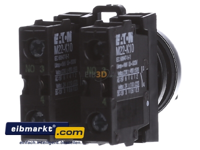 Ansicht hinten Eaton (Moeller) M22-WRK3/K20 Wahltaster 2S, 3 Stell.,Front 