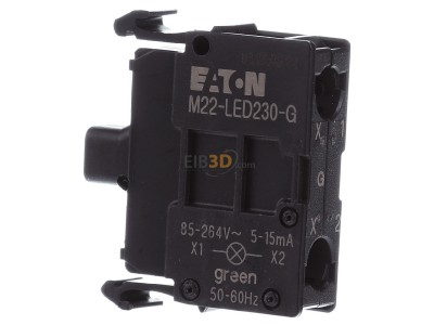 View on the right Eaton M22-LED230-G Lamp holder for indicator light green 
