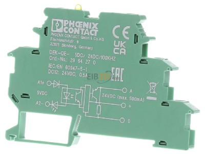 Frontansicht Phoenix DEK-OE-5DC/24DC/100K Eingabeoptokoppler mit Leuchtanzeige 