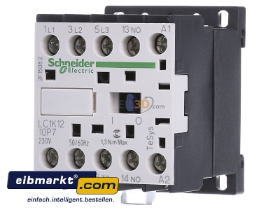 Front view Schneider Electric LC1K1210P7 Magnet contactor 12A 230VAC
