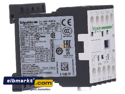 View on the left Schneider Electric LC1K1210P7 Magnet contactor 12A 230VAC
