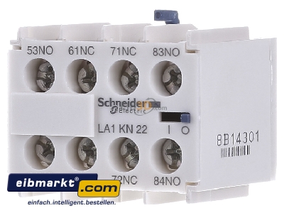 Front view Schneider Electric LA1KN22 Auxiliary contact block 2 NO/2 NC
