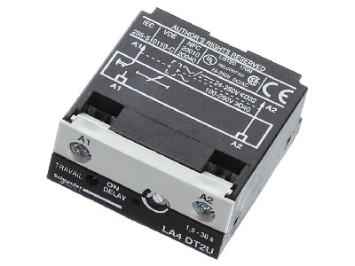 View up front Schneider Electric LA4DT2U Activation-delayed timer block block 

