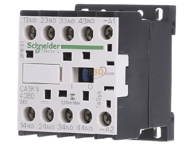 Front view Schneider Electric CA3KN40-BD Auxiliary relay 24VDC 0NC/ 4 NO 
