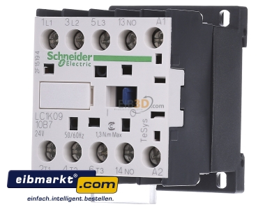 Front view Schneider Electric LC1K0910B7 Magnet contactor 9A 24VAC
