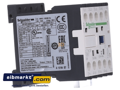 View on the left Schneider Electric LC1K0910B7 Magnet contactor 9A 24VAC
