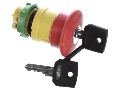 View top left Schneider Electric ZB5AS944 Mushroom-button actuator red IP66 
