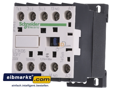 Front view Schneider Electric LC1K0610P7 Magnet contactor 6A 230VAC - 
