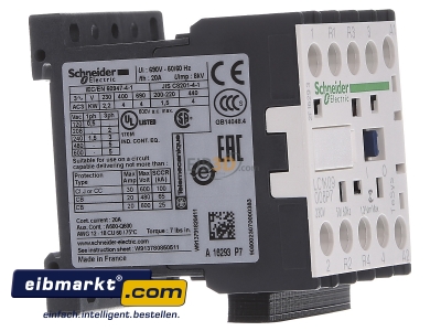 View on the left Schneider Electric LC1K09008P7 Magnet contactor 9A 230VAC
