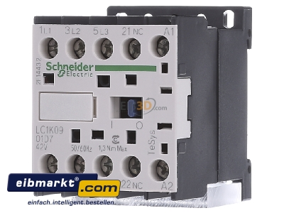 Front view Schneider Electric LC1K0901D7 Magnet contactor 9A 42VAC
