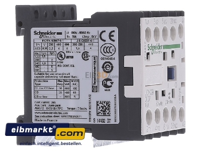 View on the left Schneider Electric LC1K0901D7 Magnet contactor 9A 42VAC

