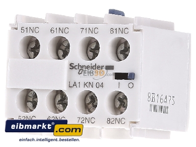 Front view Schneider Electric LA1KN04 Auxiliary contact block 0 NO/4 NC
