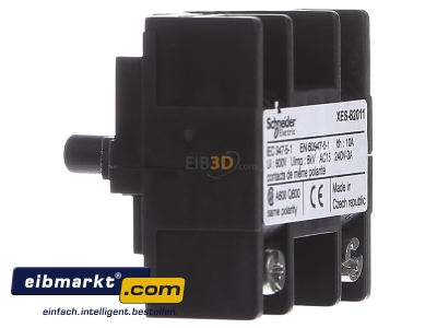 View on the right Schneider Electric XESB2011 Auxiliary contact block 1 NO/1 NC
