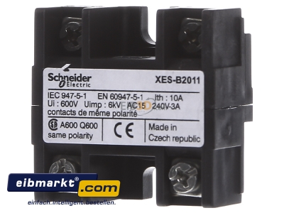 Back view Schneider Electric XESB2011 Auxiliary contact block 1 NO/1 NC
