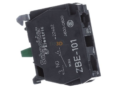 View on the left Schneider Electric ZBE101 Auxiliary contact block 1 NO/0 NC 
