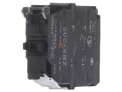 Front view Schneider Electric ZBE205 Auxiliary contact block 1 NO/1 NC 
