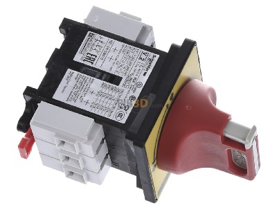 Ansicht oben links Schneider Electric VCF2 Not-Aus-Hauptschalter Vorsatz rt/ge 