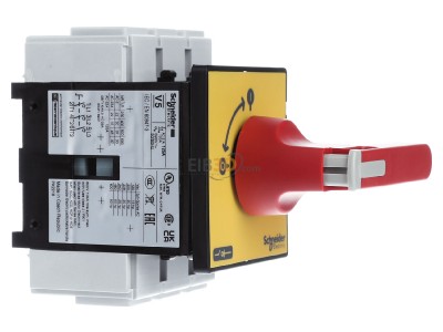 Ansicht links Schneider Electric VCF5 Not-Aus-Hauptschalter Vorsatz rt/ge 