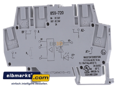 Ansicht hinten WAGO Kontakttechnik 859-720 Optokoppler-Klemme 24/24VDC 3A 