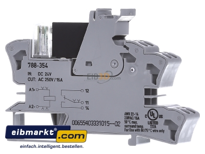 Frontansicht WAGO Kontakttechnik 788-354 Stecksockel m.Relais 1W,DC24V 